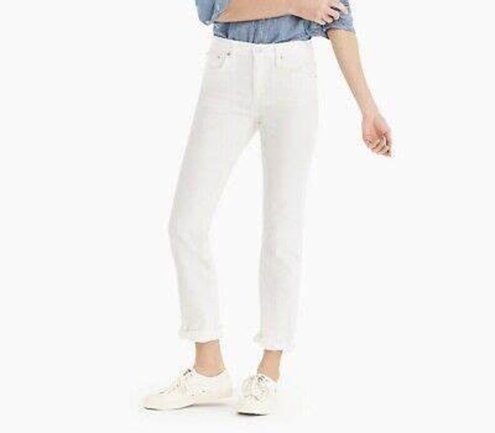 J.Crew Slim Boyfriend Mid Rise White Denim Jeans Size 32 NWT